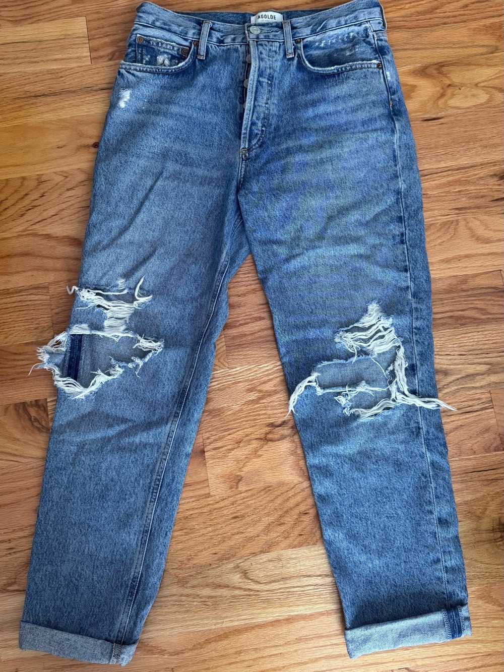 AGOLDE Fen High Rise Relaxed Taper Jeans Wander Distressed Size 26